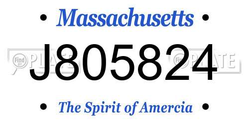 J805824 Massachusetts License Plate