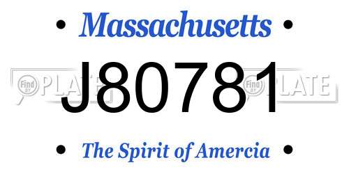 J80781 Massachusetts License Plate