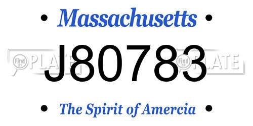 J80783 Massachusetts License Plate