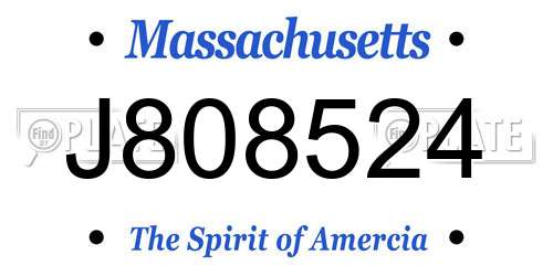 J808524 Massachusetts License Plate