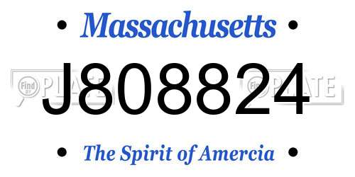 J808824 Massachusetts License Plate
