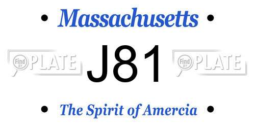 J81 Massachusetts License Plate