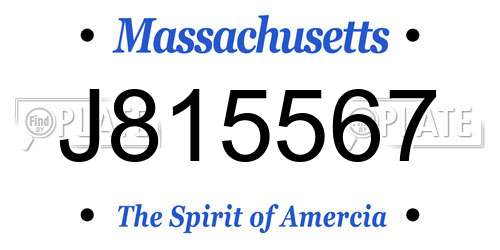 J815567 Massachusetts License Plate