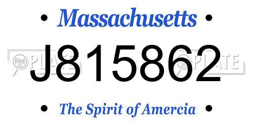 J815862 Massachusetts License Plate
