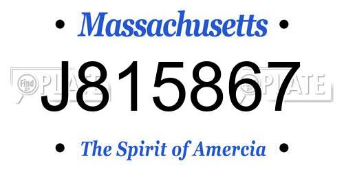 J815867 Massachusetts License Plate