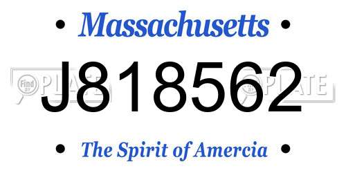 J818562 Massachusetts License Plate