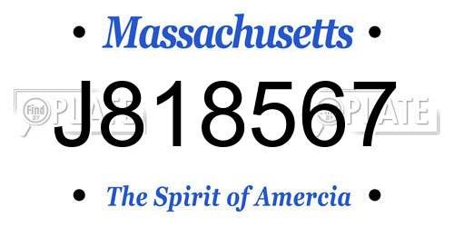 J818567 Massachusetts License Plate