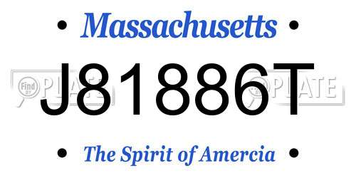 J81886T Massachusetts License Plate