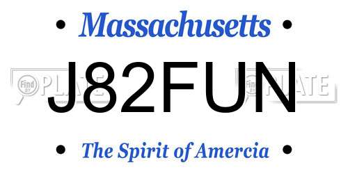 J82FUN Massachusetts License Plate