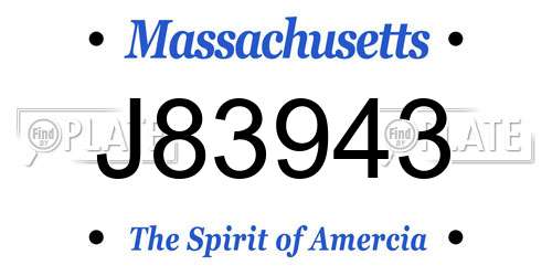 J83943 Massachusetts License Plate