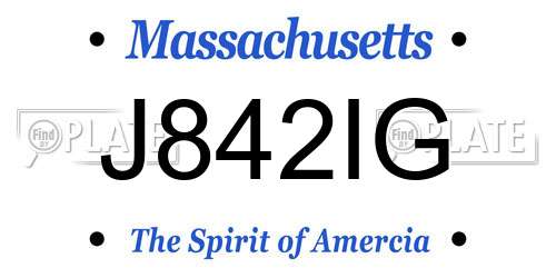J842IG Massachusetts License Plate