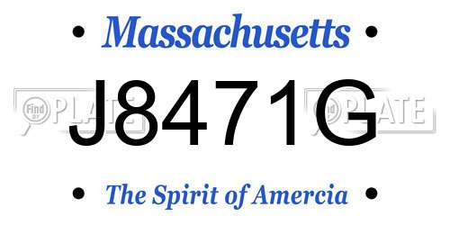 J8471G Massachusetts License Plate
