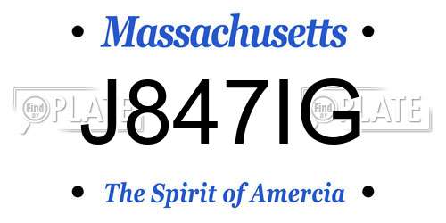 J847IG Massachusetts License Plate