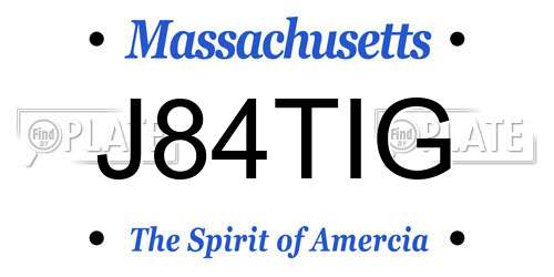 J84TIG Massachusetts License Plate