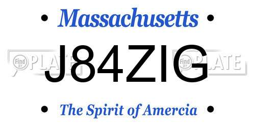 J84ZIG Massachusetts License Plate