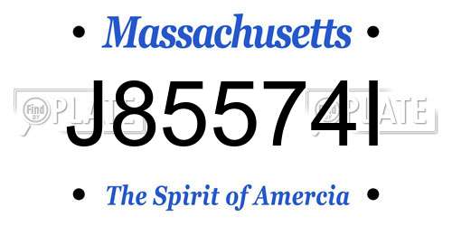 J85574I Massachusetts License Plate