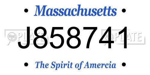 J858741 Massachusetts License Plate