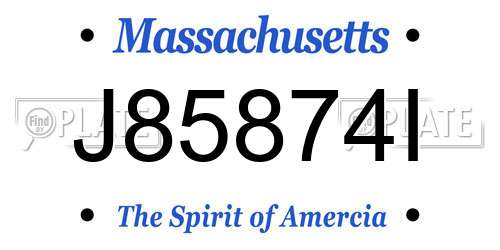 J85874I Massachusetts License Plate