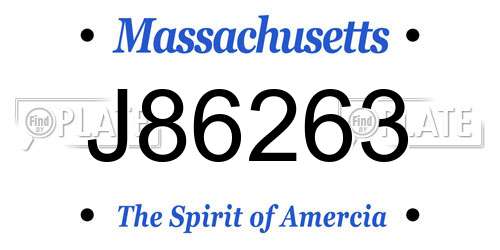 J86263 Massachusetts License Plate
