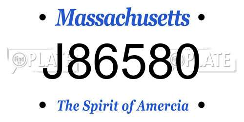 J86580 Massachusetts License Plate