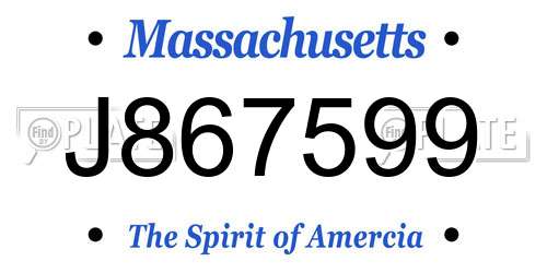 J867599 Massachusetts License Plate