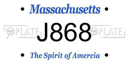 J868 Massachusetts License Plate