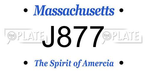 J877 Massachusetts License Plate