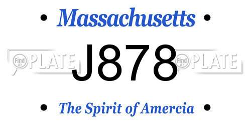 J878 Massachusetts License Plate