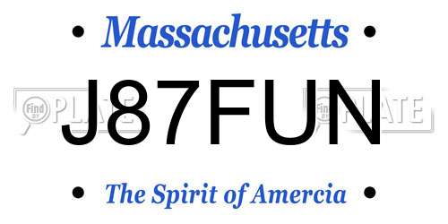 J87FUN Massachusetts License Plate
