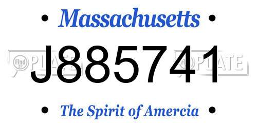 J885741 Massachusetts License Plate