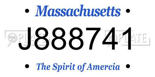 J888741 Massachusetts License Plate