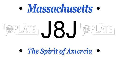 J8J Massachusetts License Plate