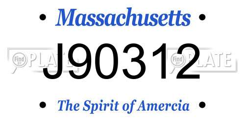 J90312 Massachusetts License Plate