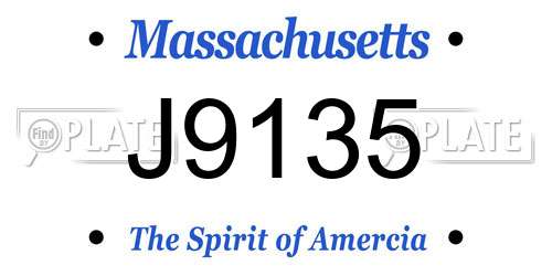 J9135 Massachusetts License Plate