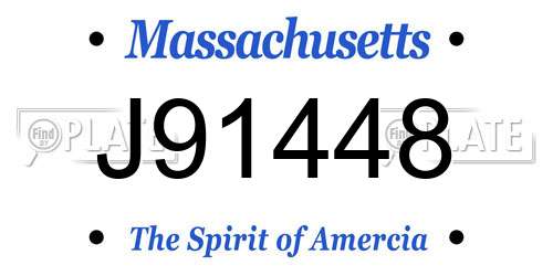 J91448 Massachusetts License Plate