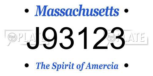 J93123 Massachusetts License Plate