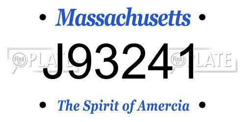 J93241 Massachusetts License Plate