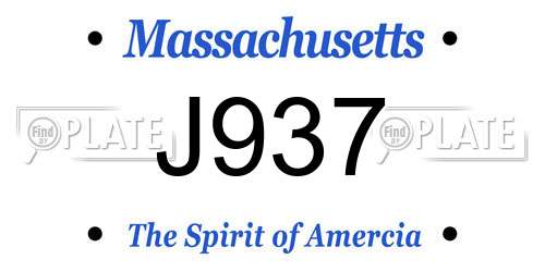 J937 Massachusetts License Plate