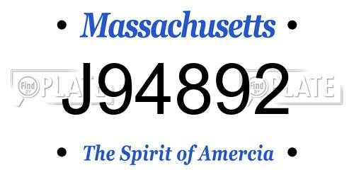 J94892 Massachusetts License Plate