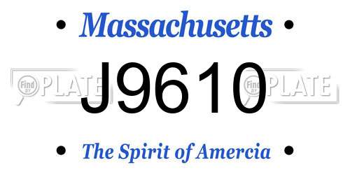 J9610 Massachusetts License Plate
