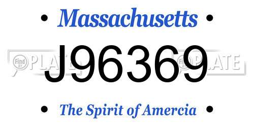 J96369 Massachusetts License Plate