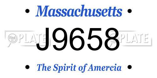 J9658 Massachusetts License Plate