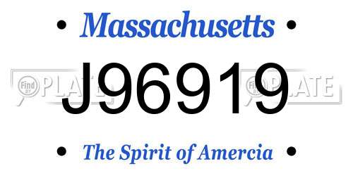 J96919 Massachusetts License Plate