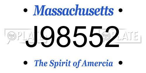 J98552 Massachusetts License Plate