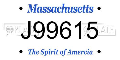 J99615 Massachusetts License Plate