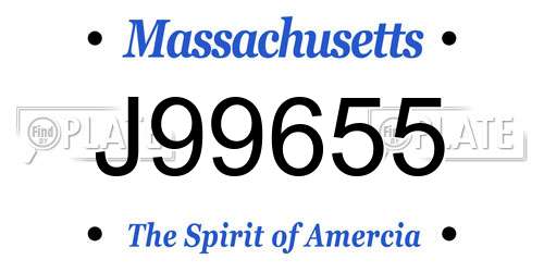 J99655 Massachusetts License Plate