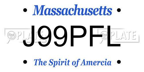 J99PFL Massachusetts License Plate