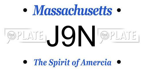 J9N Massachusetts License Plate