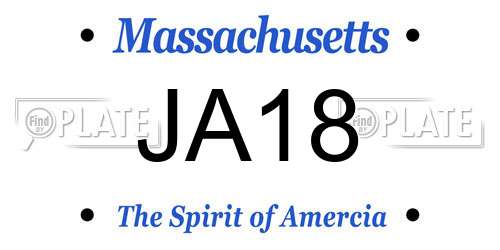 JA18 Massachusetts License Plate