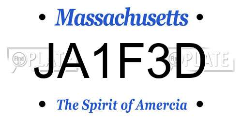 JA1F3D Massachusetts License Plate